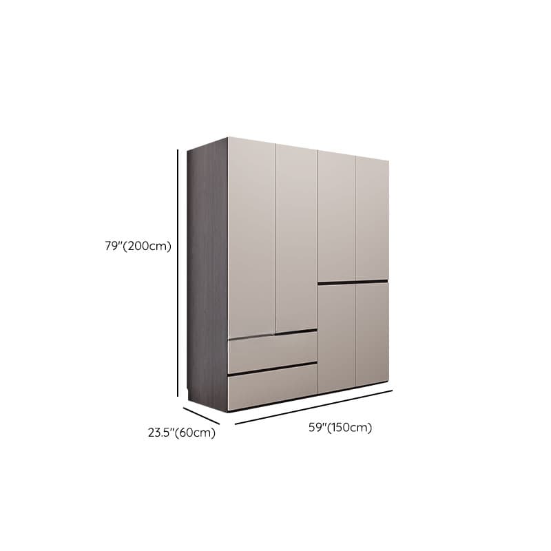 Light Gray Modish Manufactured Wood Independent Armoire Cabinet with 2 Drawers/4 Drawers, Interior Shelves, and Clothing Rod - image 15