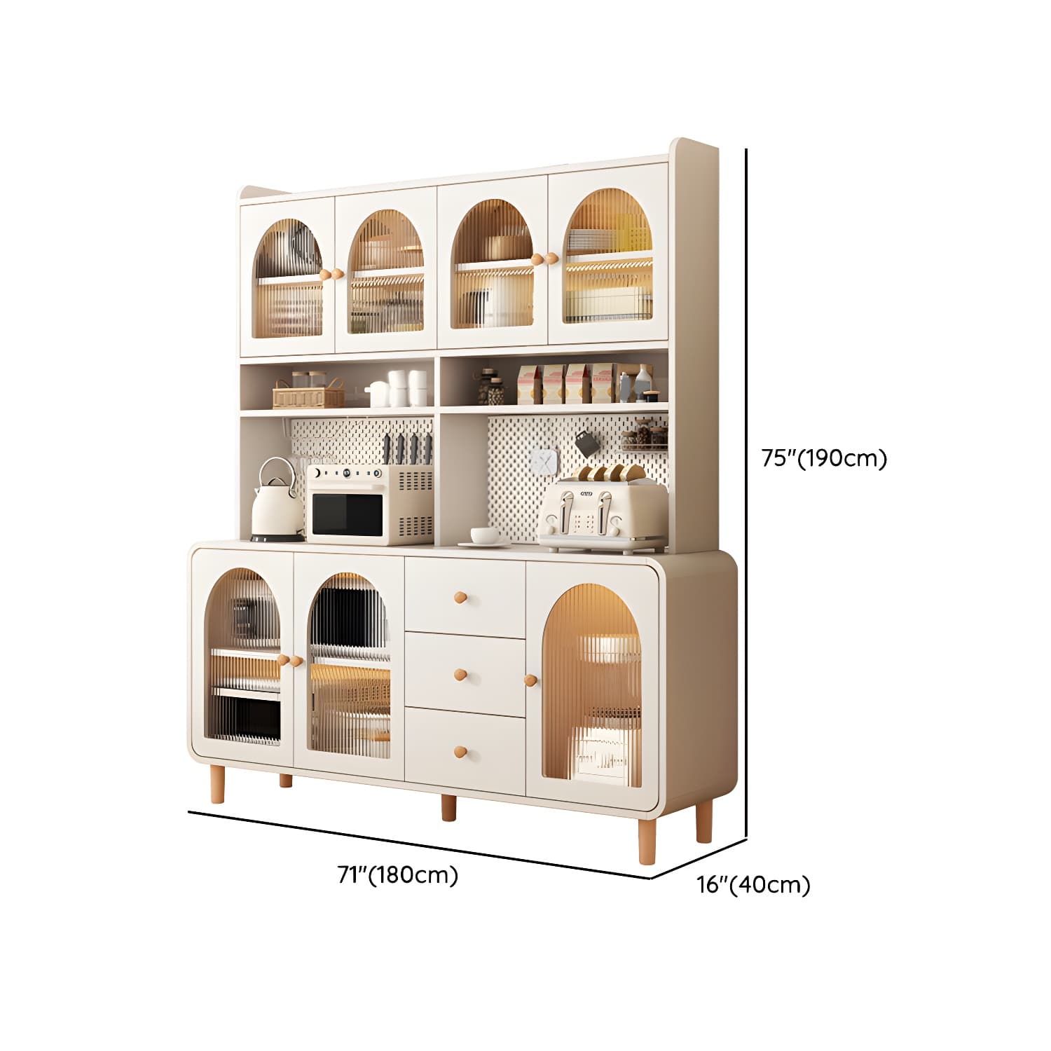 Scandinavian Wood Sideboard Cabinet with Adjustable Shelves and Glass Doors - 40cm Width - image 19