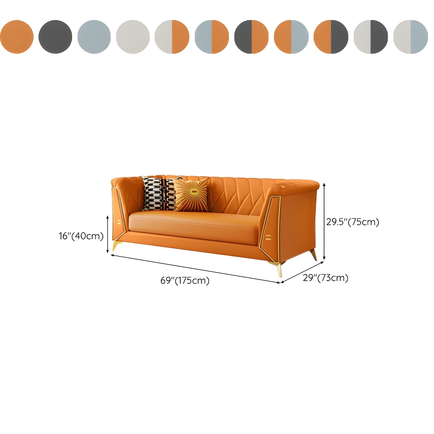Glam Faux Leather Standard Sofa with Tuxedo Arms in Solid Color - image 22
