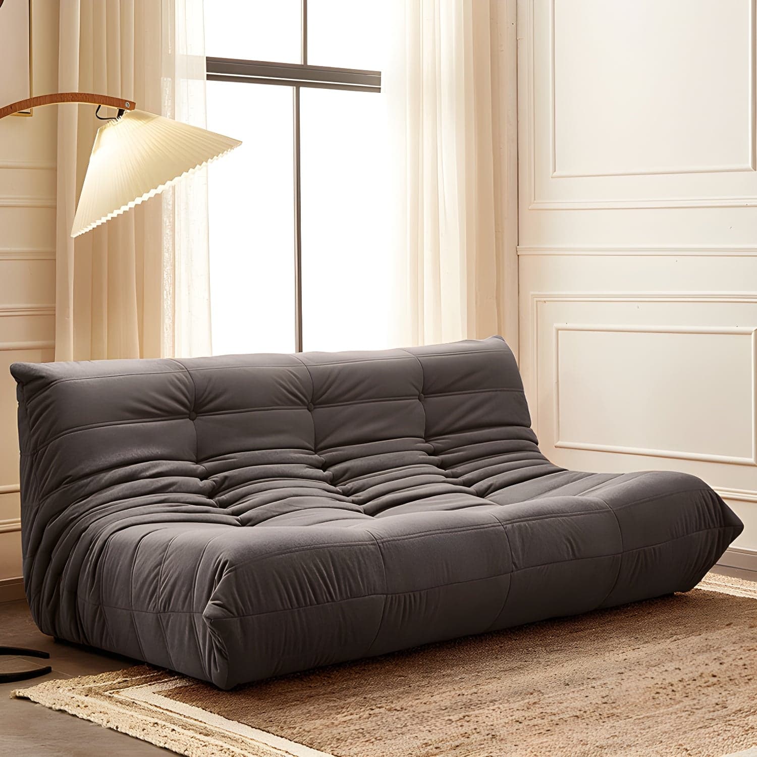 Modern Tufted Cushions Armless Living Room Wooden Standard Seating - image 6