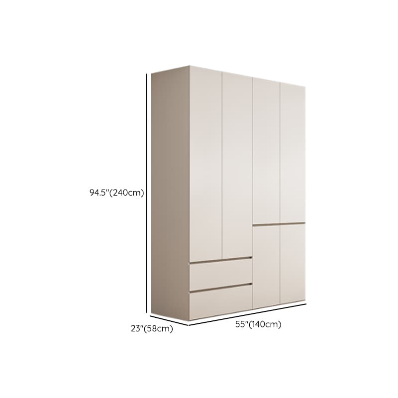 White Minimalist Manufactured Wood Wardrobe Closet with 2 Drawers, Soft Close Door, Interior Shelves, and Clothing Rod - image 16