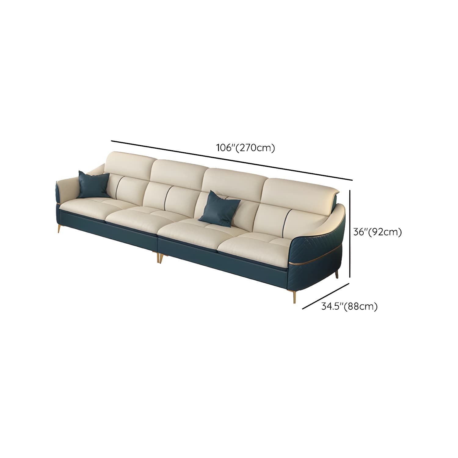 Modern Beige Leather Stationary Sectional Sofa with Cushion Back - image 22