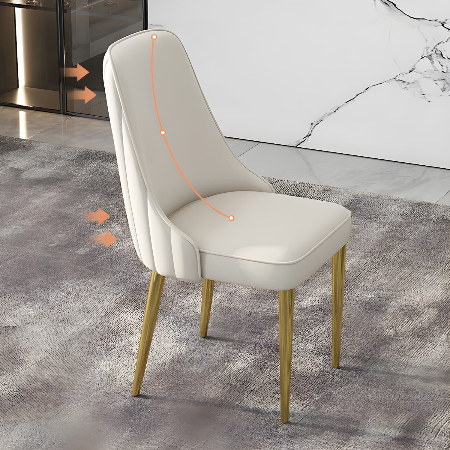 Glam Style Side Chair PU Leather Dining Chair for Living Room - image 14