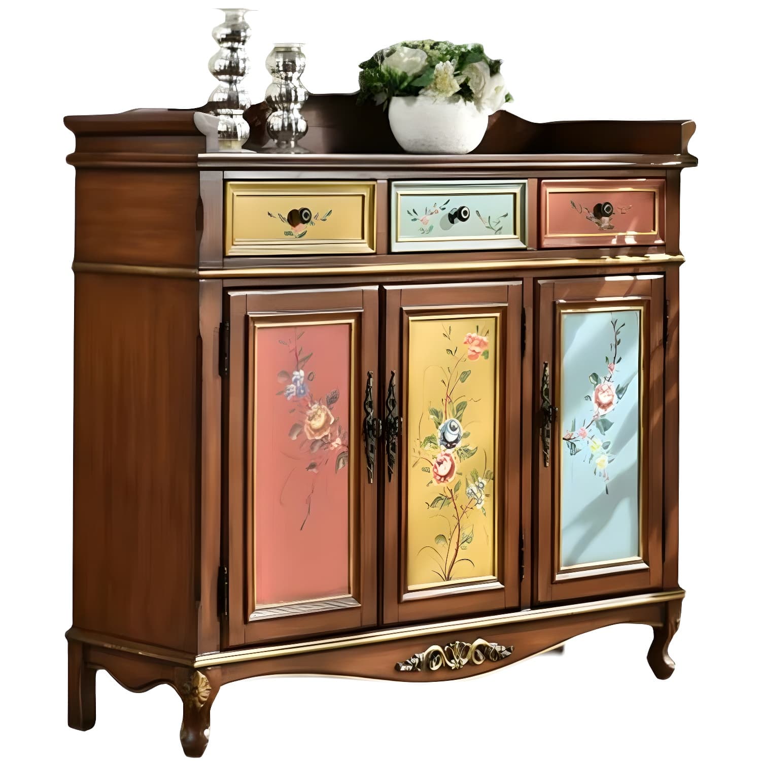 Industrial Rectangle Accent Cabinet Solid Wood Cabriole Legs Accent - image 7