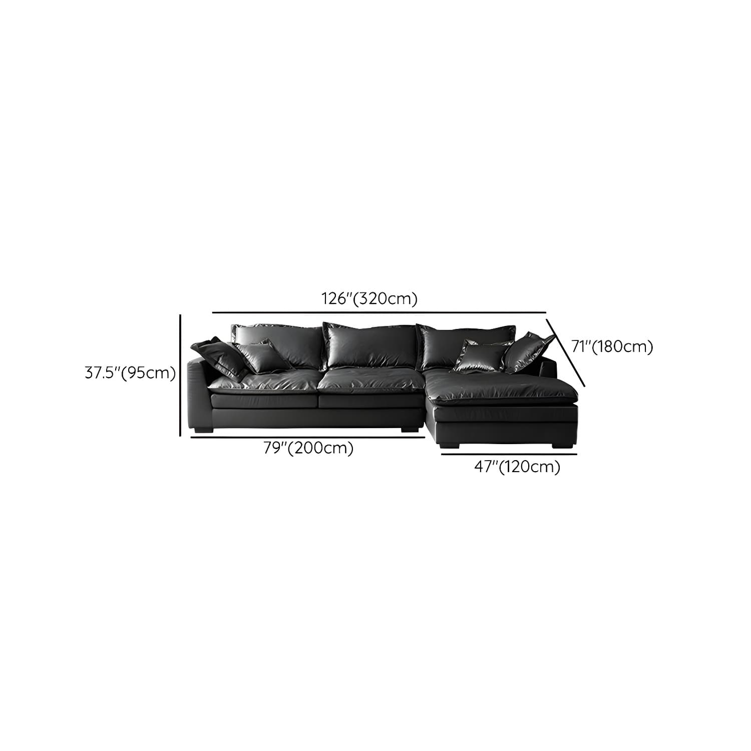 Modern Black Stationary Sectional Sofa with Wood Frame and Tech Cloth Upholstery - image 24