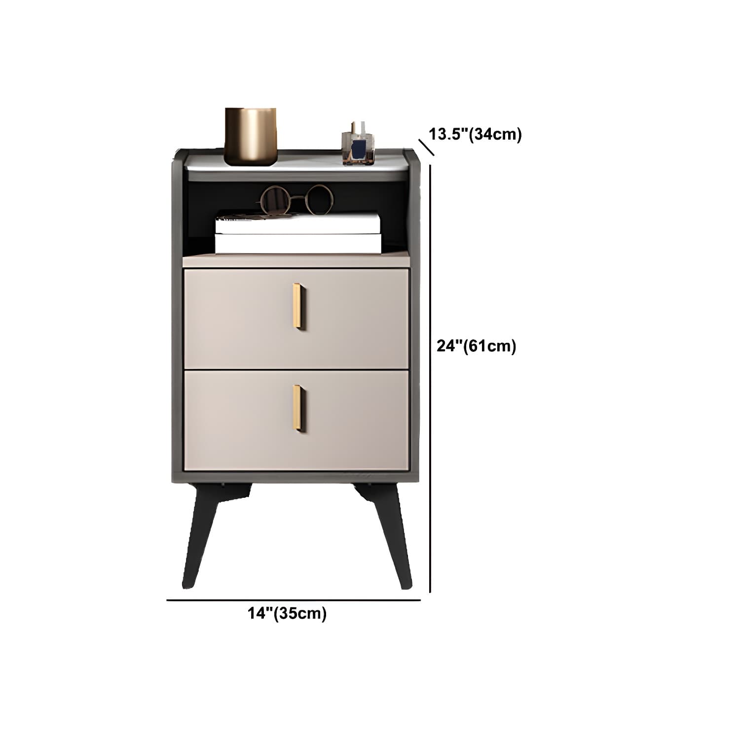 Stone Top Nightstand Modern Open Stoarge Drawer Legs Included Bed Nightstand - image 16