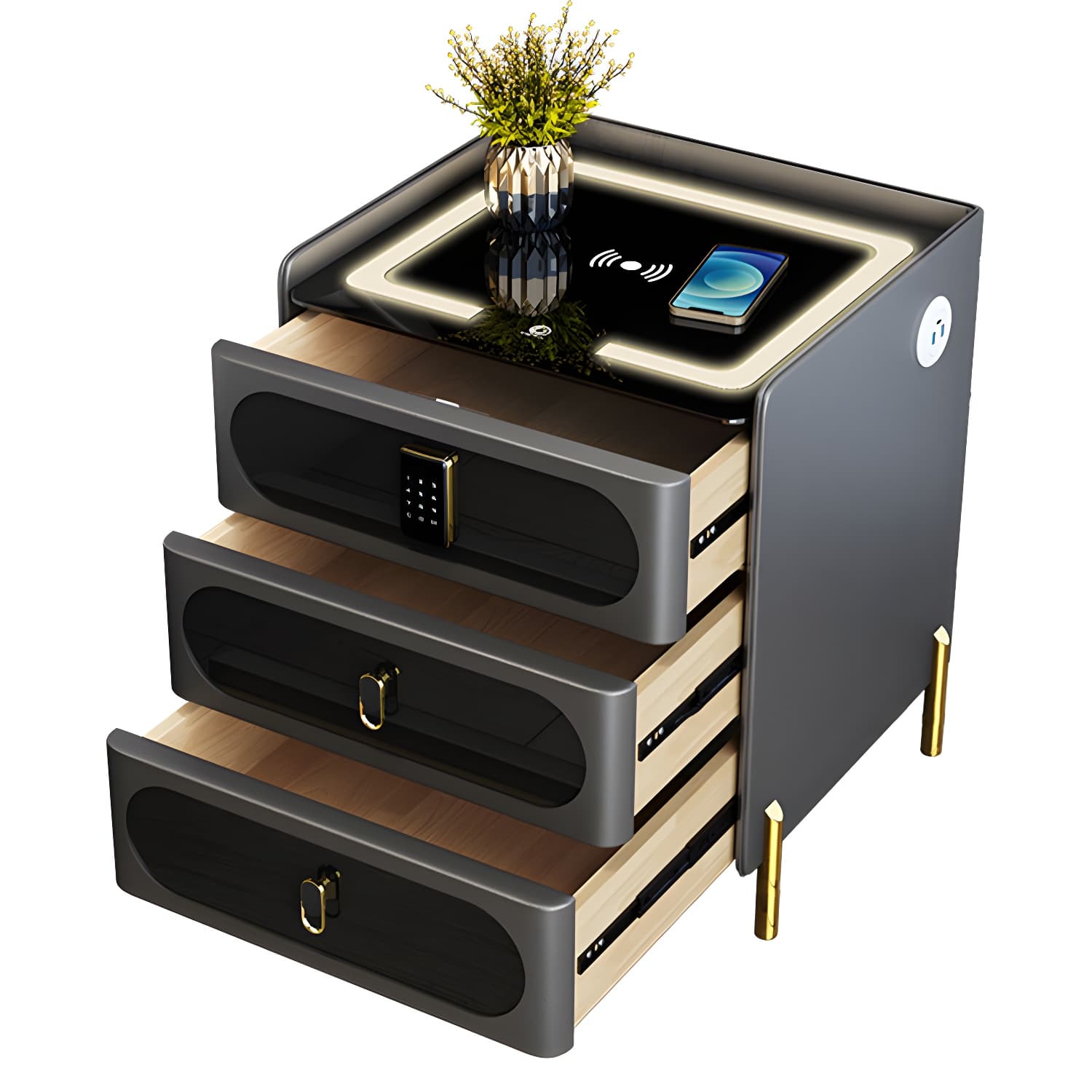 Ornate Bedside Cabinet Made from Solid Wood Shape in Rectangular for Bedroom - image 11