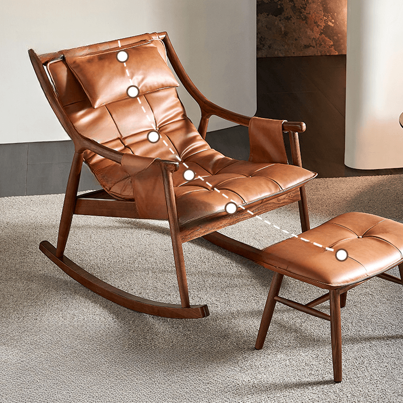 Simple Upholstered Rocking Chair with Ottoman, Scratch-tolerant Padded Track Arm, 2 Piece Set - image 8