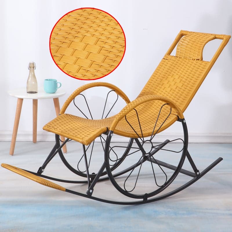Ergonomic Wicker Front Porch Rocking Chairs with Rear Back, Stationary - image 11