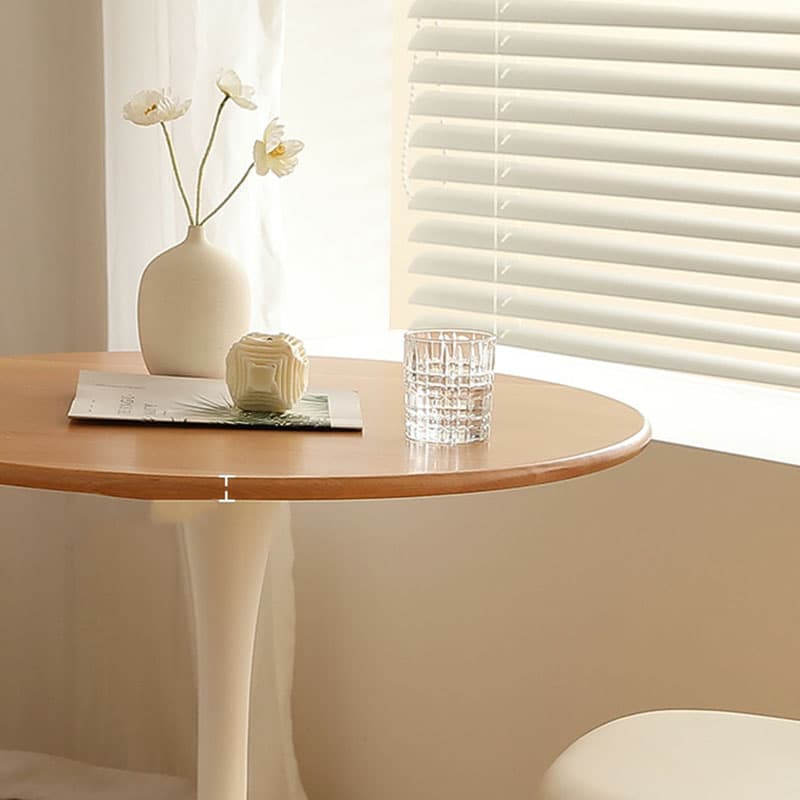 Modern Round Fixed Table Rubber Solid Wood Standard Height Dining Table for Seats 2 - image 11