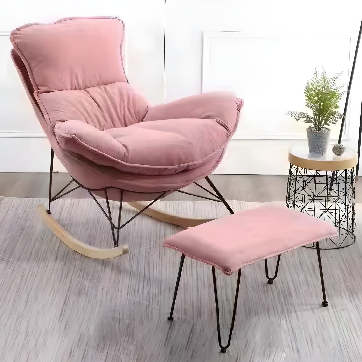 Modern Rocker Chair Upholstered with Dark legs Glider for Living Room - image 3