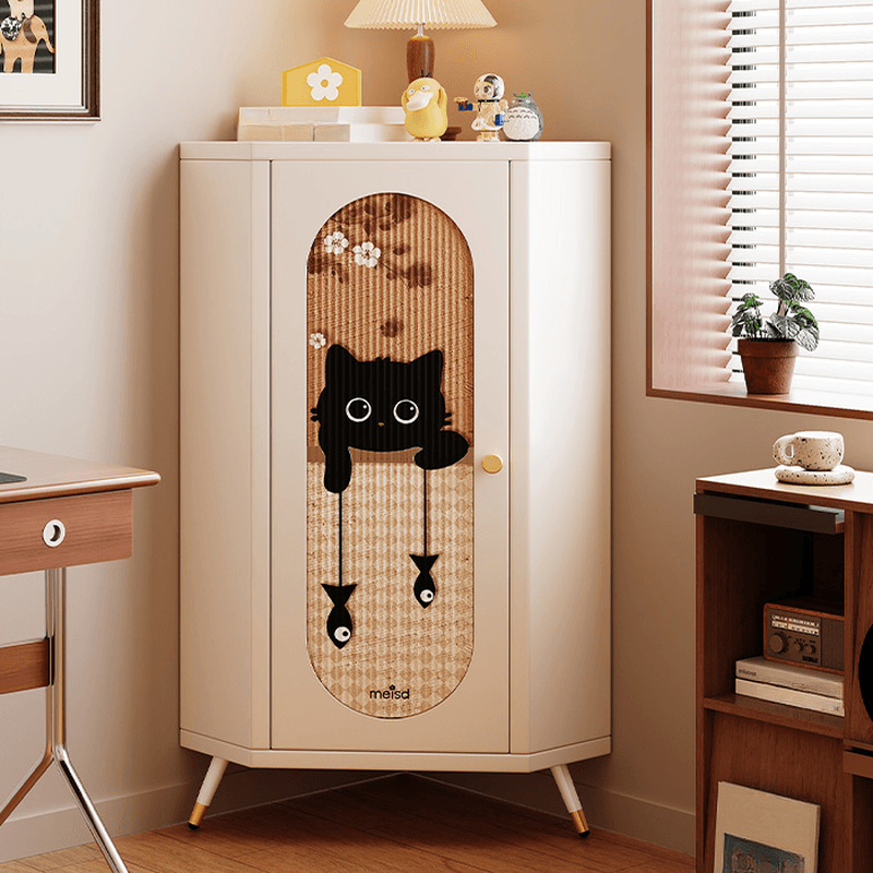 Modern Simple Style Nook Accent Cabinet with Damp-proof Closet, Glazed Door, Cabinet Knobs in Chalk - image 4