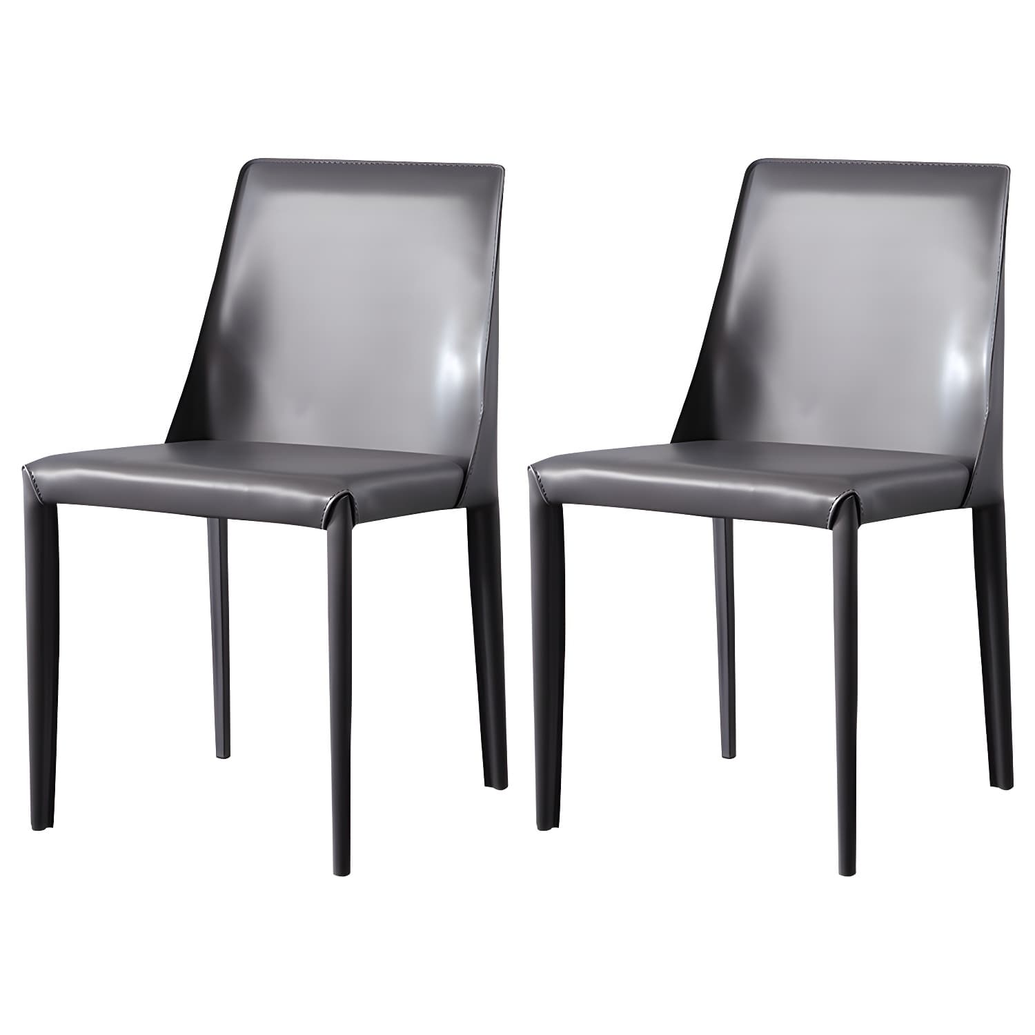 Solid Back Armless Dining Chairs Indoor Leather Side Chairs with Metal Legs - image 4