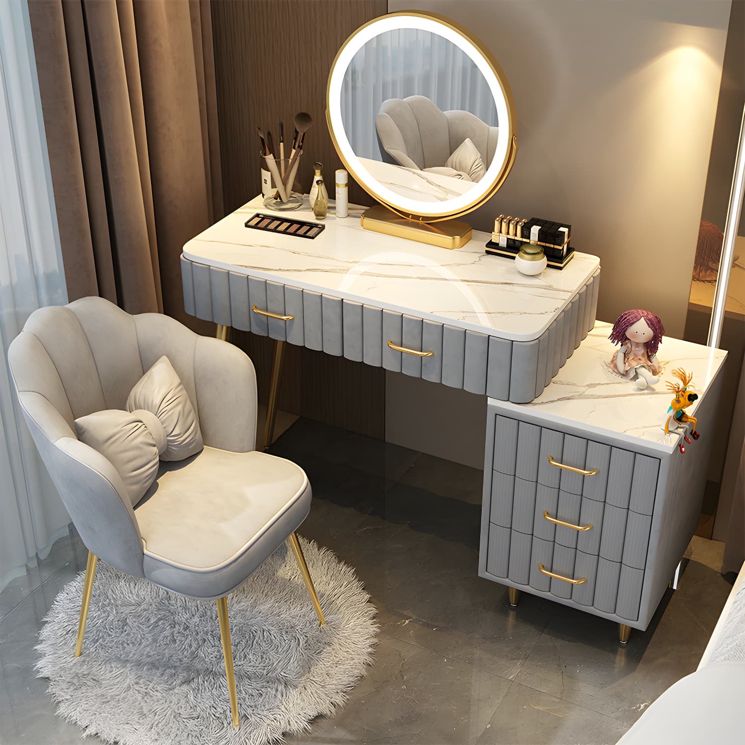 Wooden Makeup Vanity Storage Box Vanity Dressing Table for Bedroom - image 7