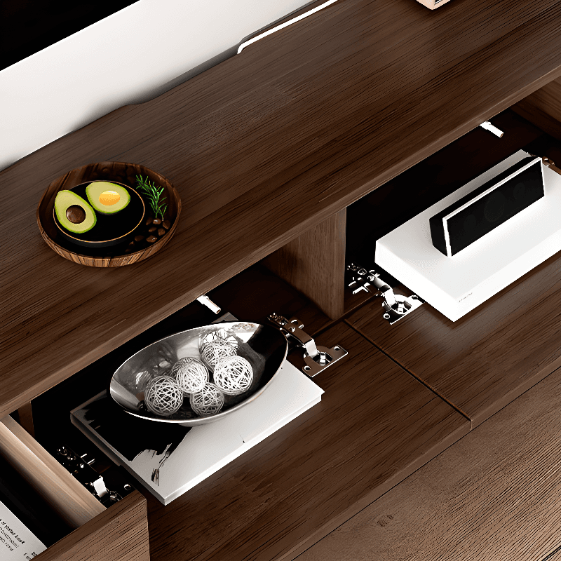 Simple Real Wood TV Stand with 4 Cabinets/3 Cabinets, 2 Drawers and Shelf - image 12