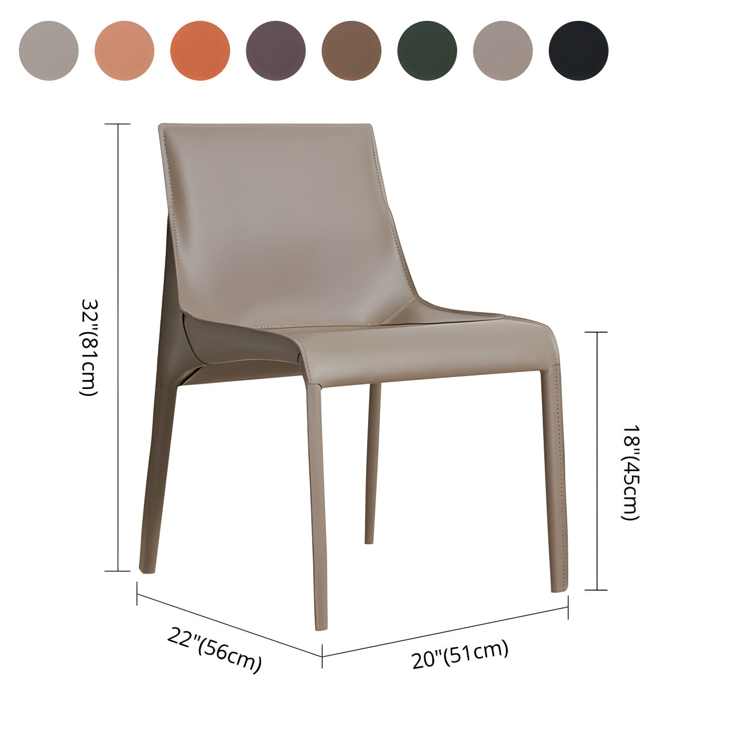 Designer Style Leather Dining Chair Matte Finish Parsons Dining Side Chair - image 17