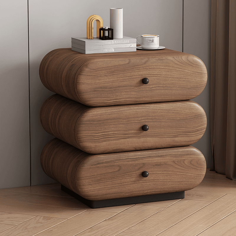 Old School 3-Tier Pleather Countertop Drawer Storage Nightstand - image 6