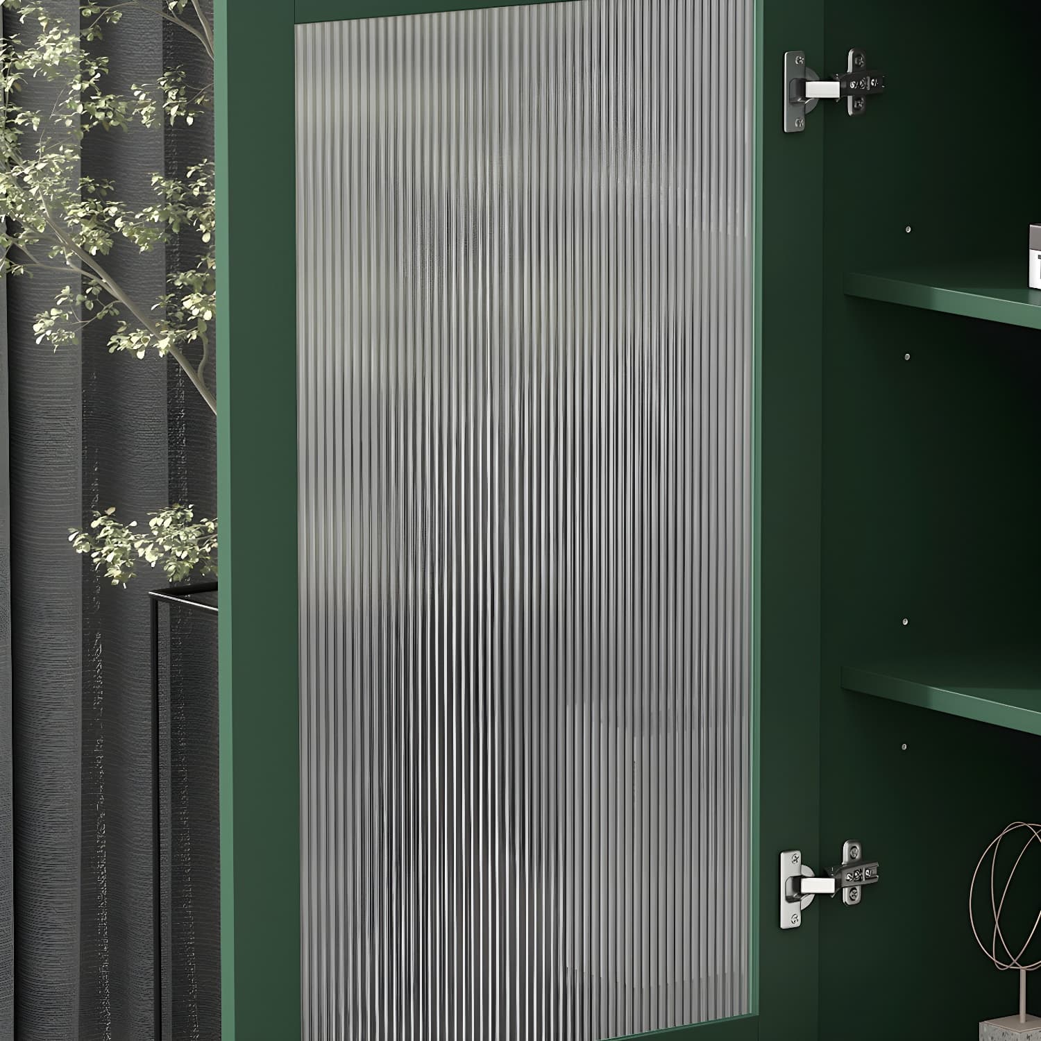 Contemporary Wooden Accent Cabinet with Glass Door and 2 Drawers - image 11