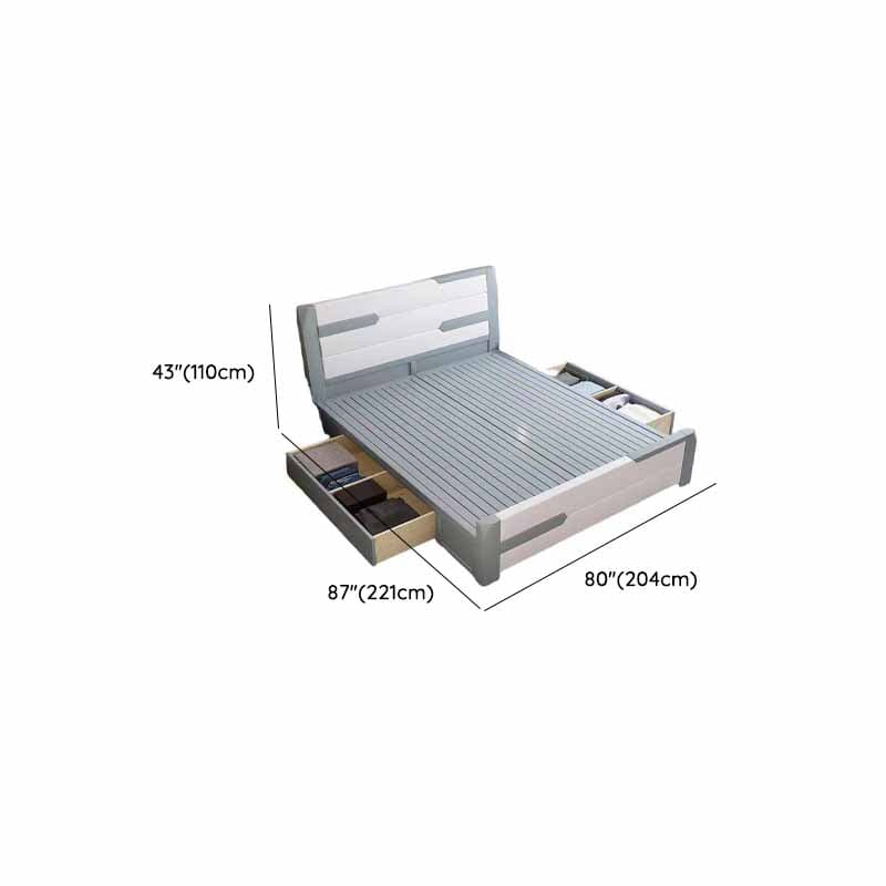 Solid Color Natural Wood Storage Bed with 2 Drawers for Living Room - image 15