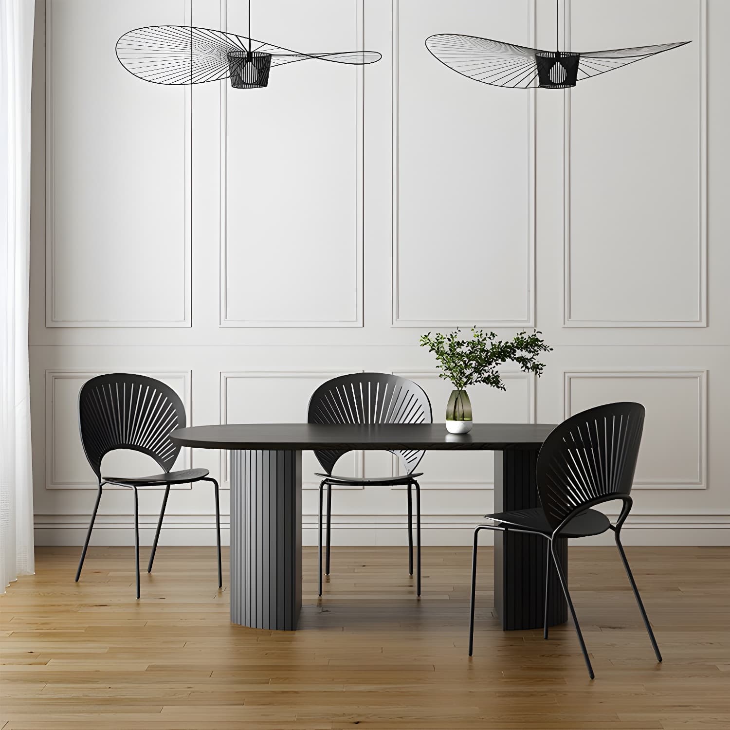 Modern Oval Dining Table Matte Finish Double Pedestal Table for Home - image 9