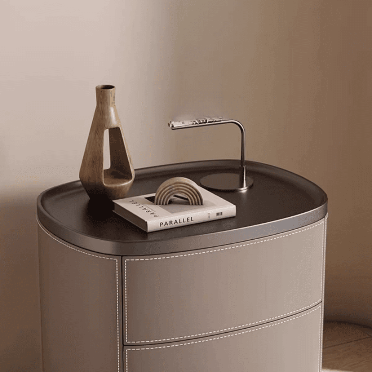 Contemporary 2 Tiers Drawer Storage Bedside Table with Real Wood Countertop - image 15