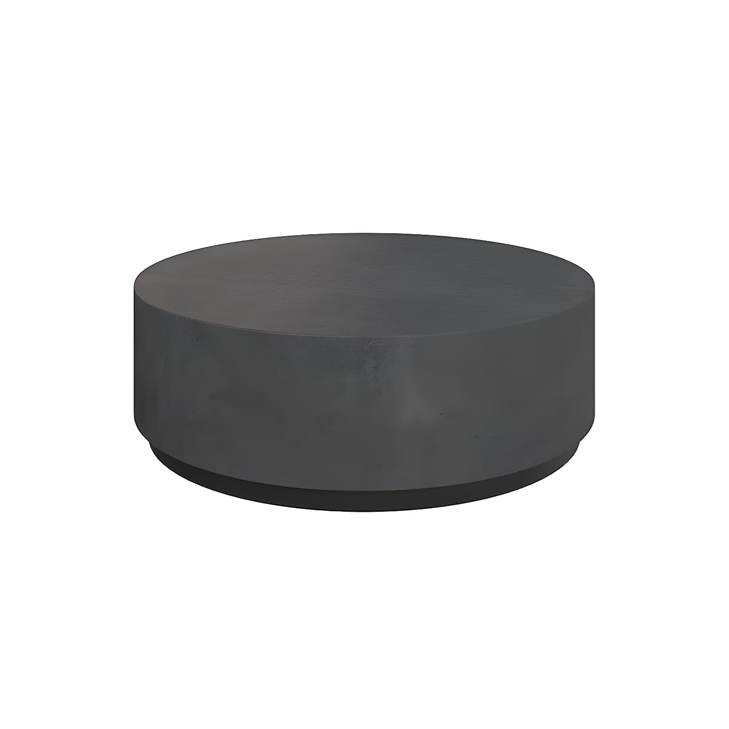 Drum Base Design Black/grey Faux Concrete Top Metal Base Round Coffee Table