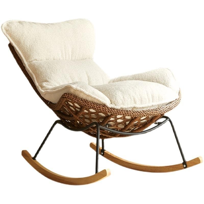 Traditional Armless Design Indoor Rocking Chair with rattan Frame and Nature Wood Legs - image 25