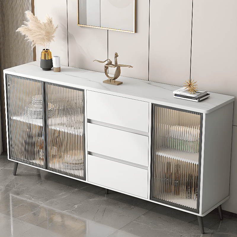 Sintered Stone Standard Ground Sideboard with Glass Doors, 3 Drawers & 1 Shelf - image 9