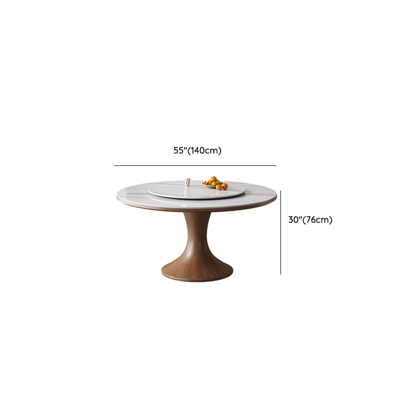 Dining Table Set with Rounded Stump Base, Fixed Table, Padded Chair, Back, 5-piece in White - image 9
