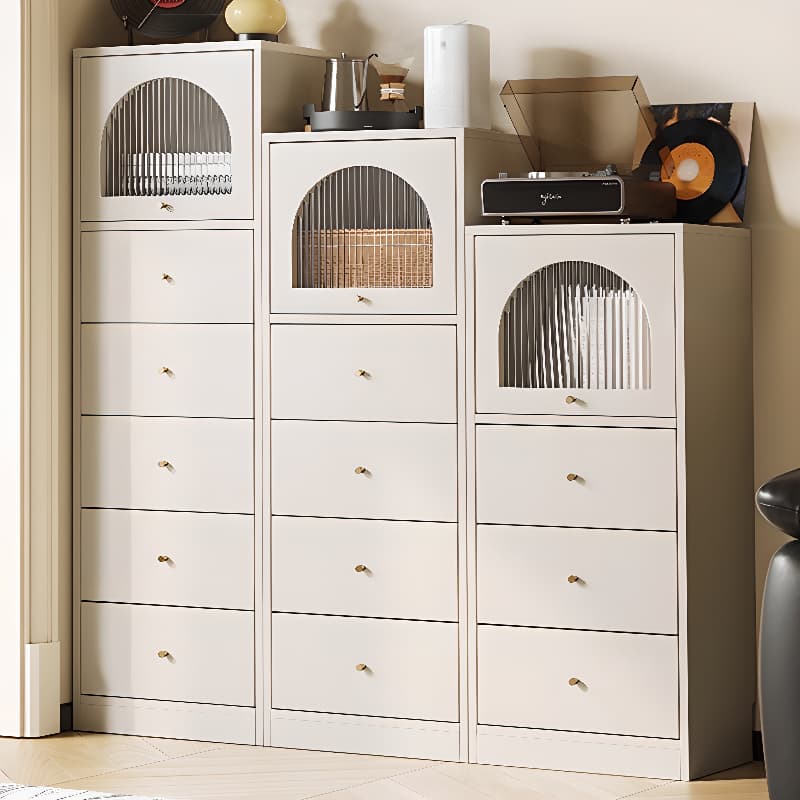 Chalk Trendy Composite Wood Semainier with Shelves, Hutch, and 6/5/4 Drawers in Vertical Orientation - image 3
