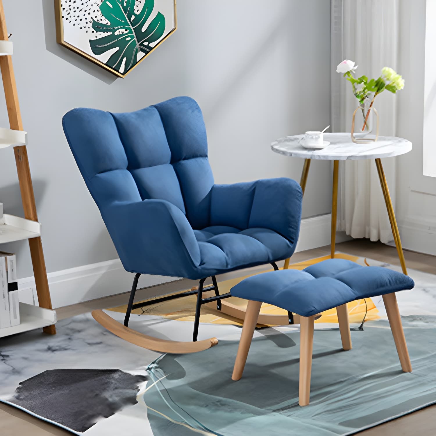 Modern Upholstered Rocking Chair Wingback Rocker Chair for Living Room - image 25