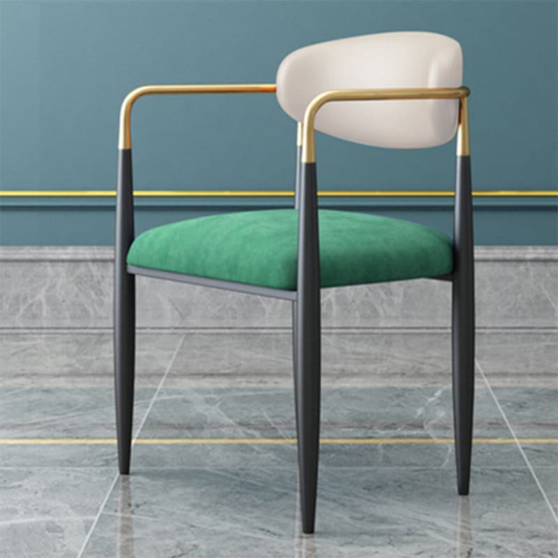 Faux Leather/Velour Upholstered Arm Chair with Arms and Black Legs in a Casual Style - image 14
