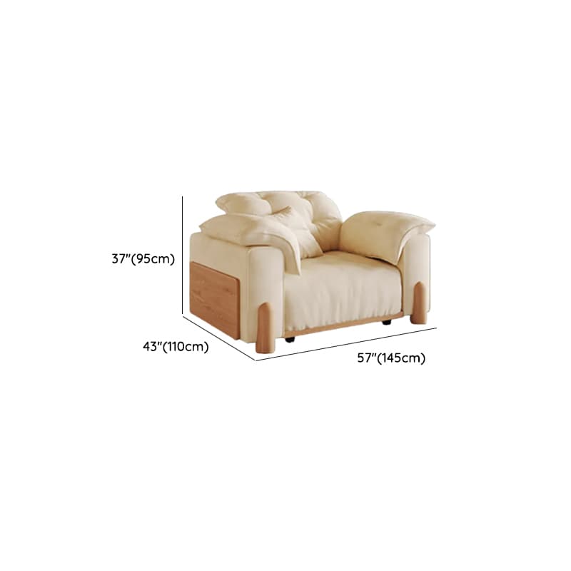 Modish Solid Color Scratch-durable Standard Sofa/Single Sofa in Off-White, Seats 4/2-seater/3 with 2 Pillows - image 9