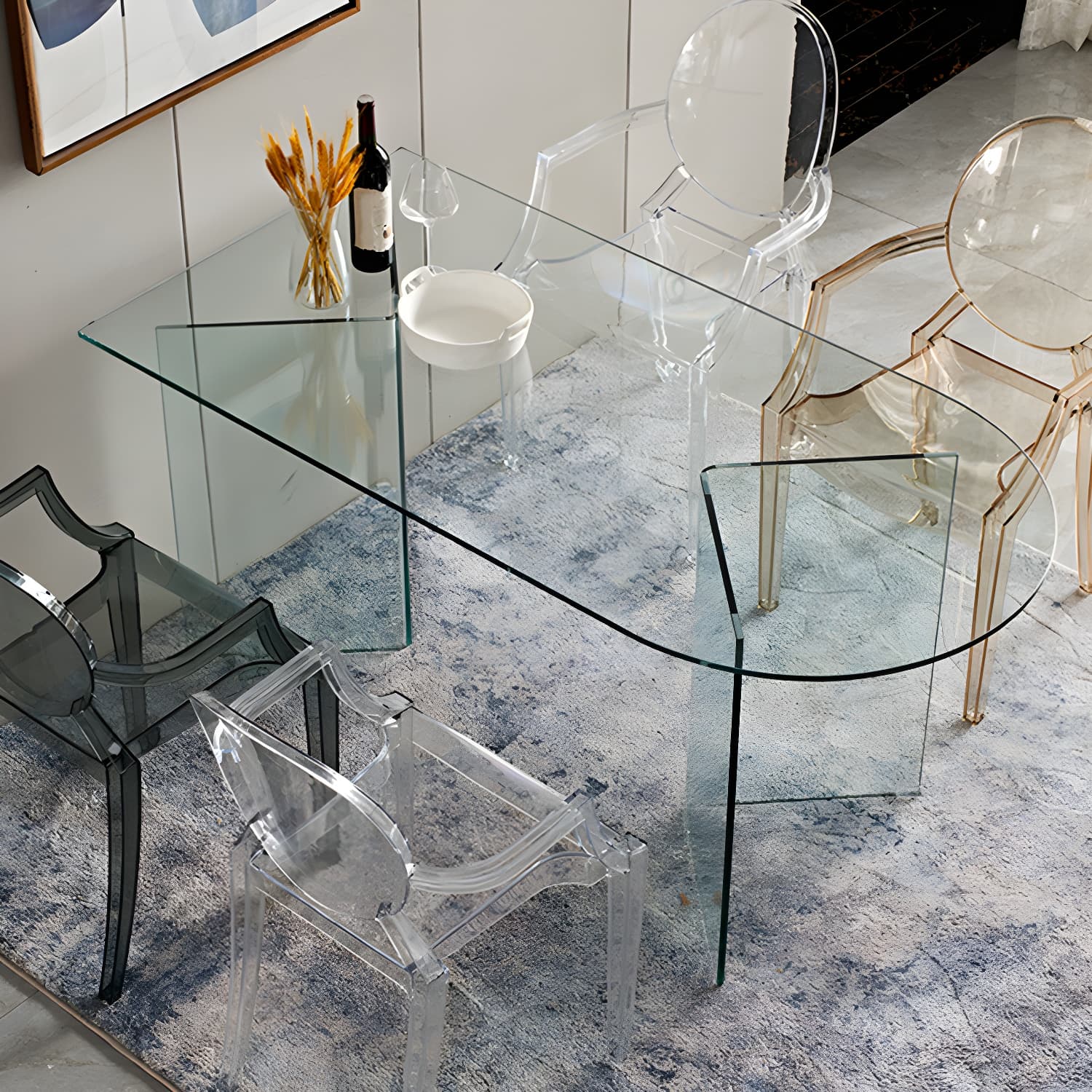 Modern Tempered Glass Dining Table Glass Base for Dining Room - image 3