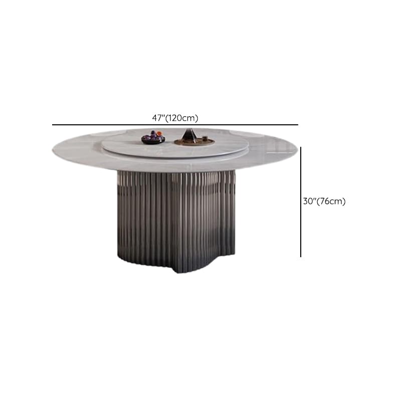 Dining Table Set with Rounded Stump Base, Padded Chair with Back for 6 People/4 People in White - image 8