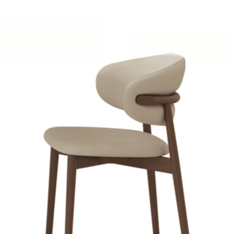 Dining Table Set with Rounded Shape, Stump Base, Fixed Table, Padded Chair with Back, 5-piece in Auburn - image 3