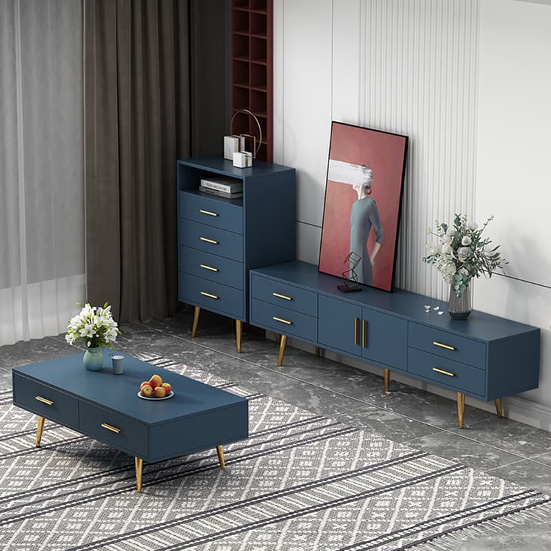 Glam Rectangle Manufactured Wood TV Stand with Adjustable Shelf - image 8