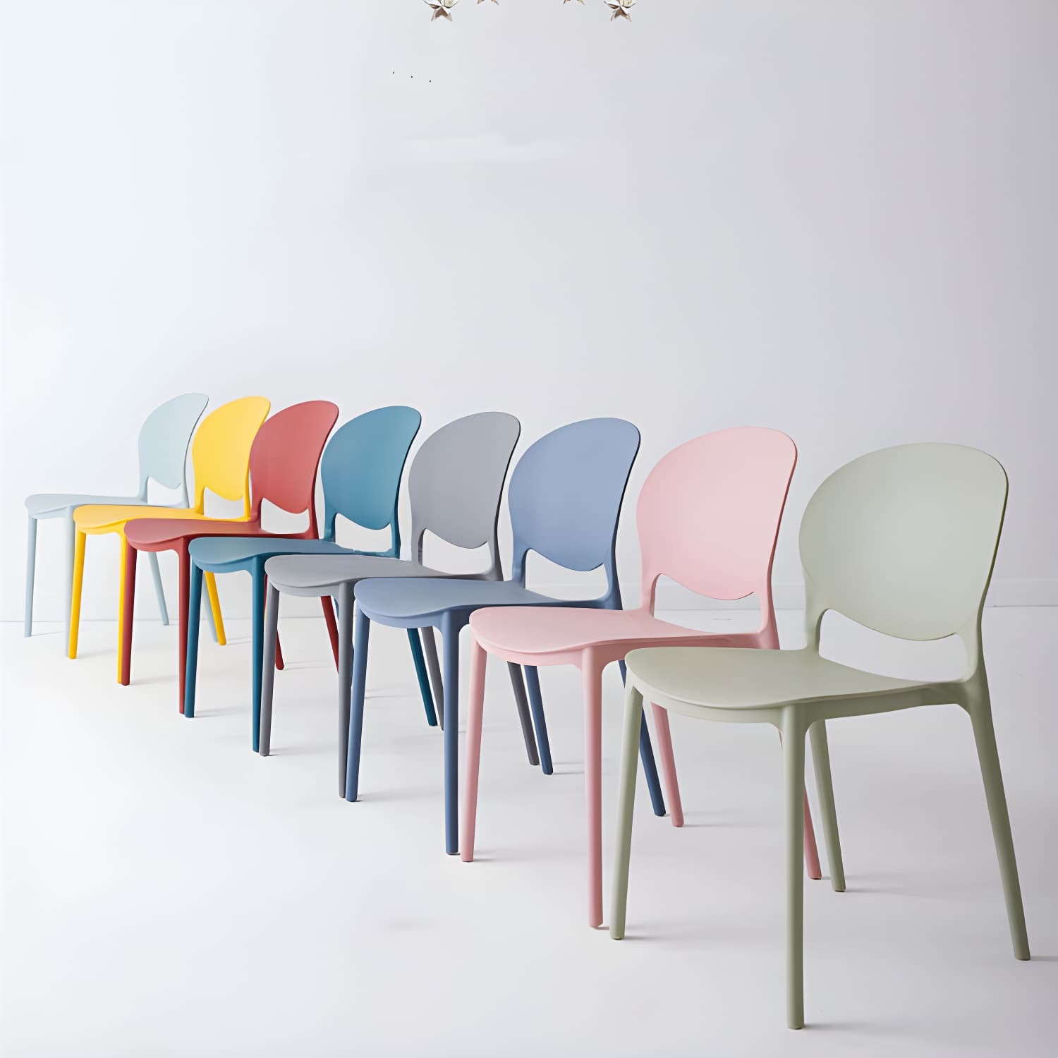 Modern Style Stackable Plastic Chair Open Back Dining Side Chair (Set of 4) - image 15
