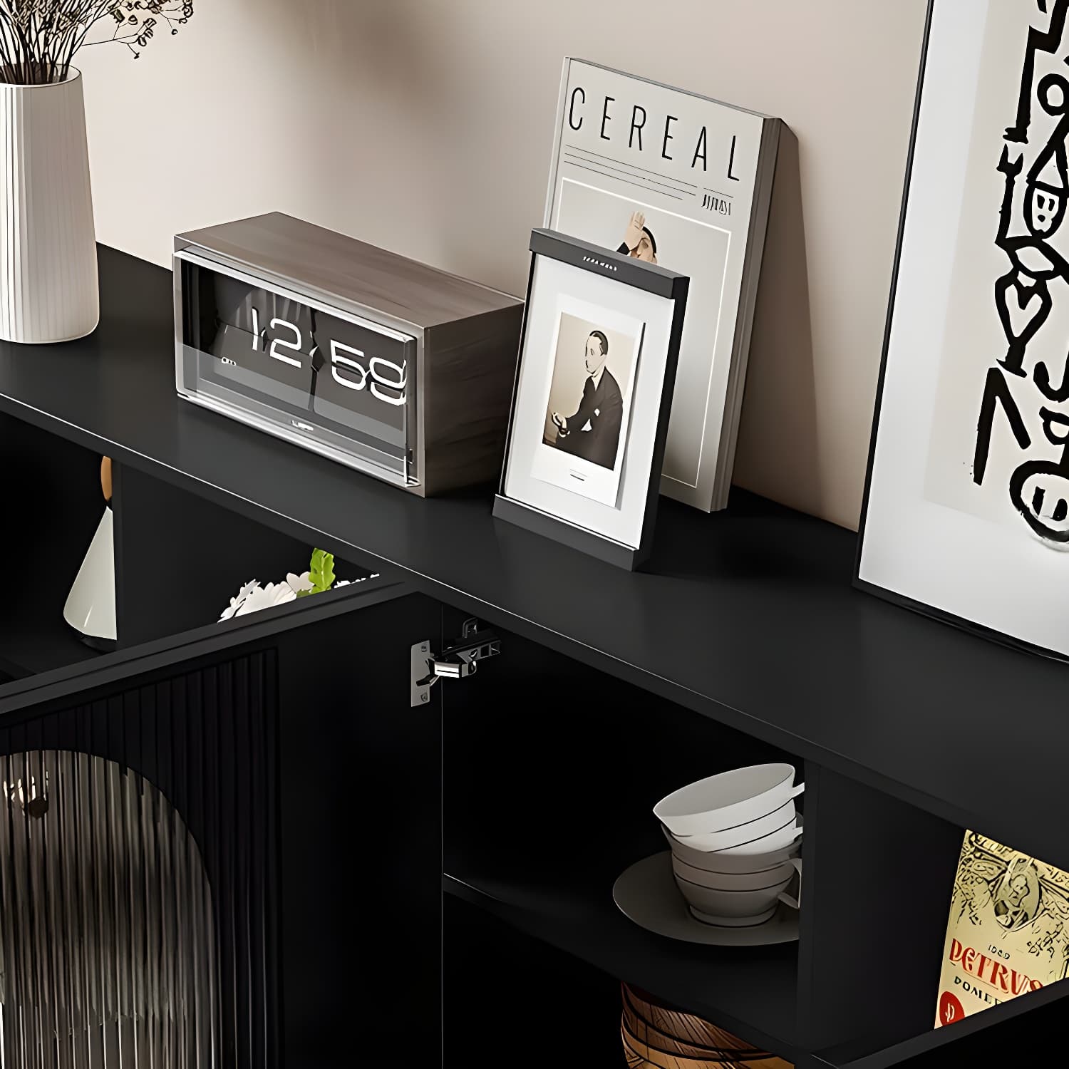 Modern Wooden Sideboard with Glass Doors and Adjustable Shelving - image 7