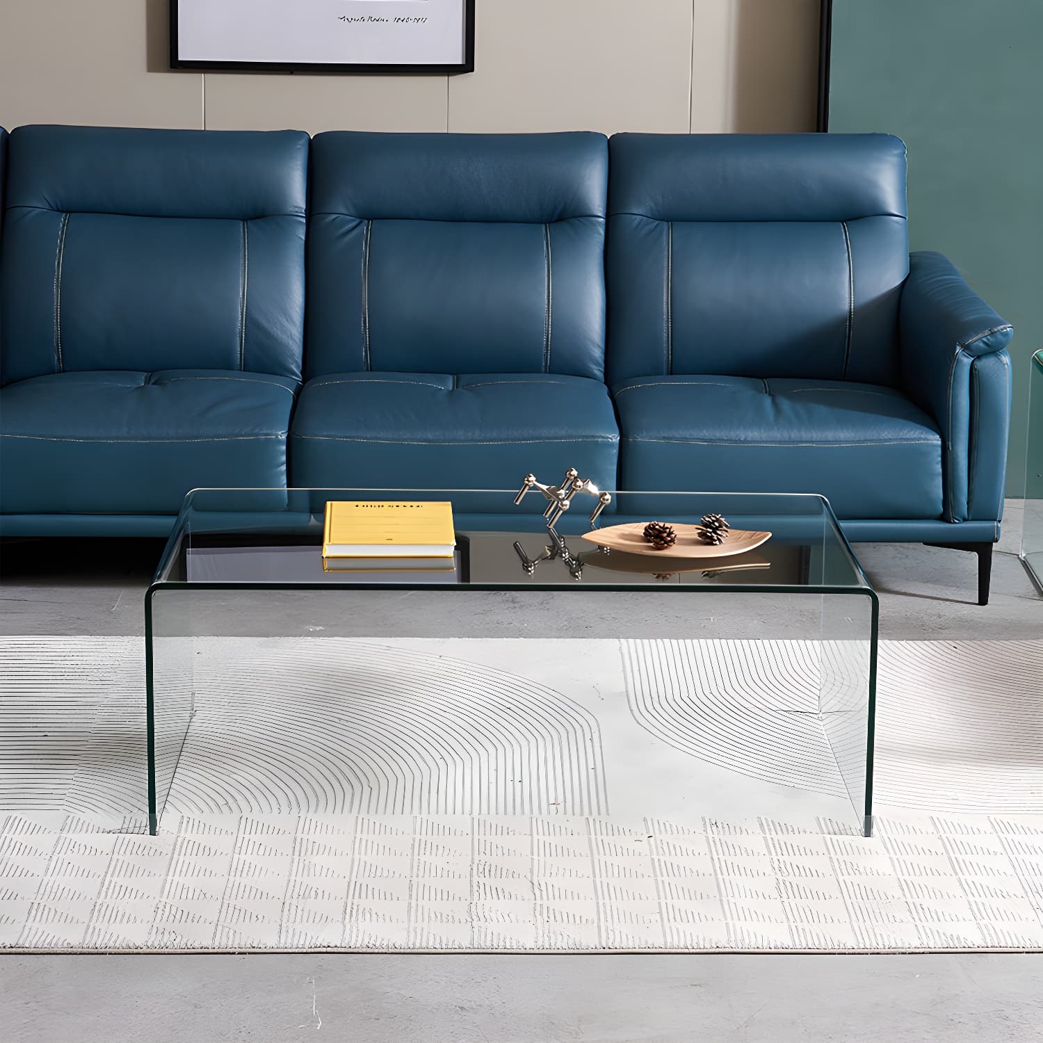 Rectangular Glass Modern Coffee Table with Transparent Base for Home - image 4