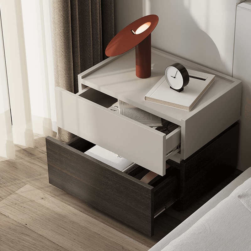 Organic Modern Nightstand With Drawer Organization Featuring 2 Drawers and Particle Board Wood Countertop - image 14