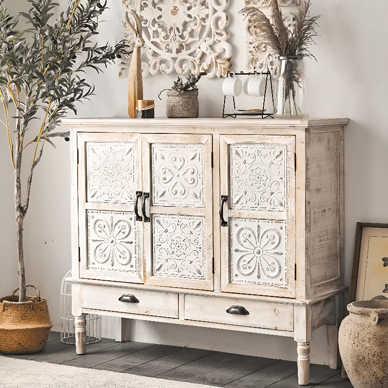Old School Independent Accent Cabinet with Antiqued Wood - image 4