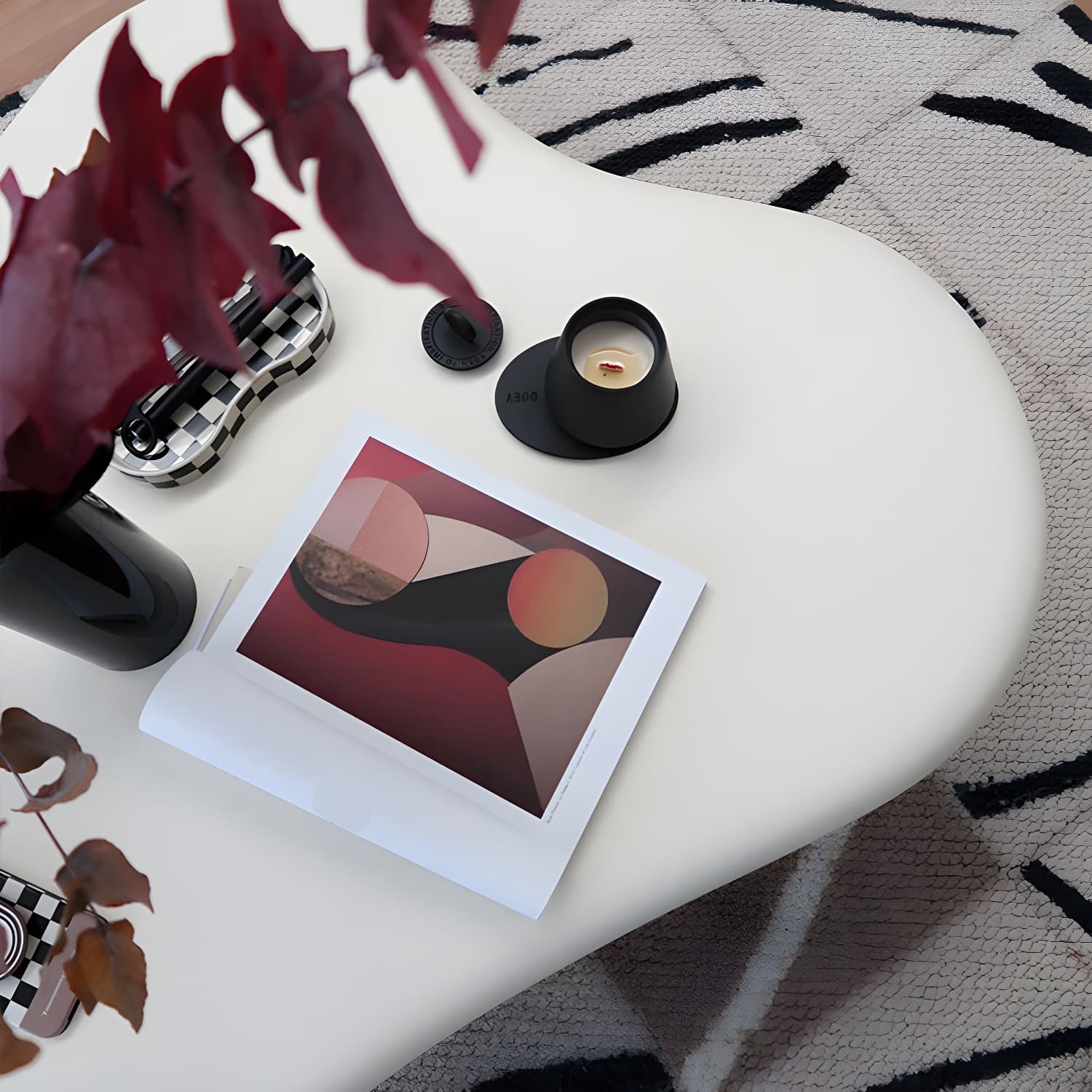 Modern Wood Geometric Coffee Cocktail Table 4 Legs 1 Coffee Table - image 10