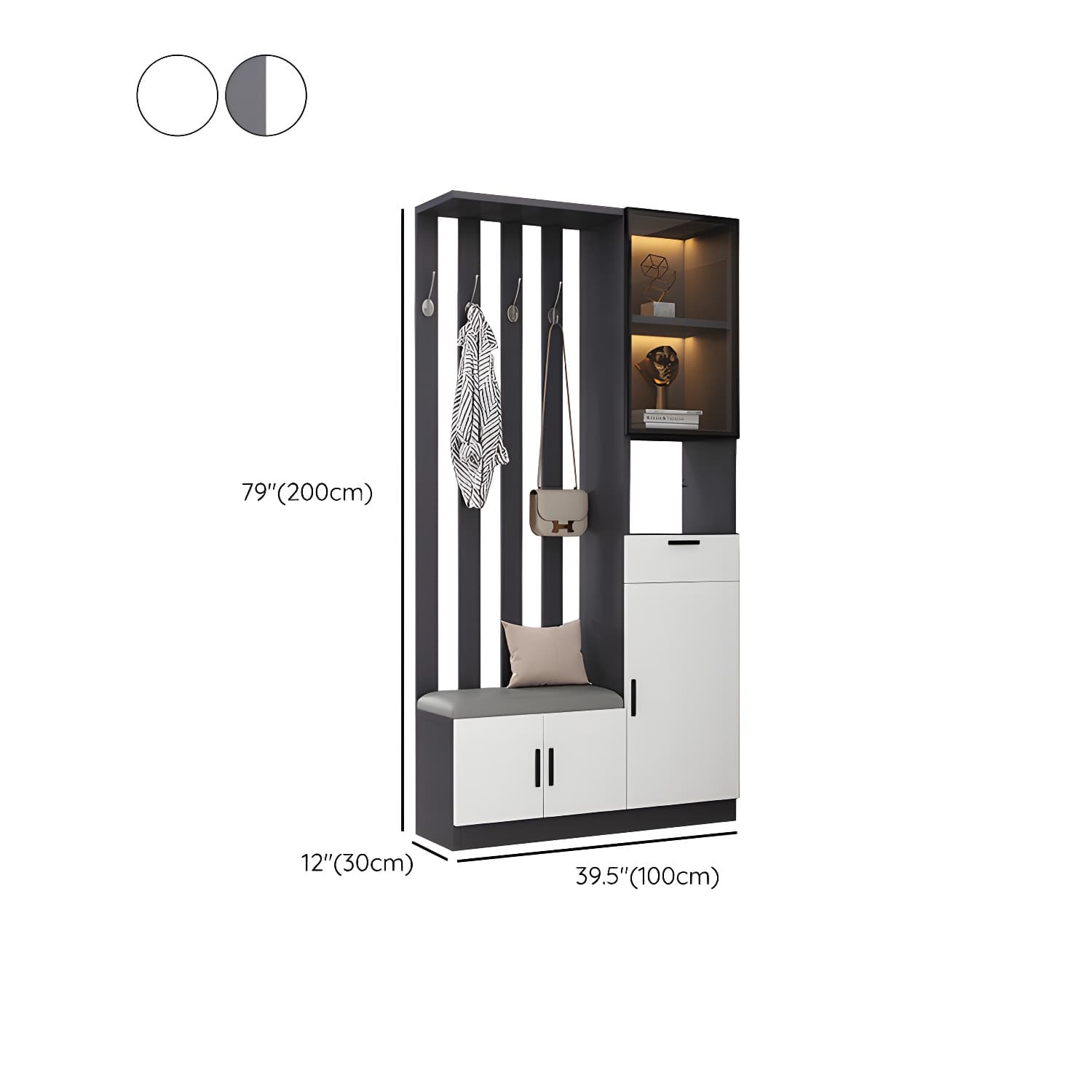 Contemporary Style Wooden 3-door Accent Cabinet with Drawer and Shelf - image 15