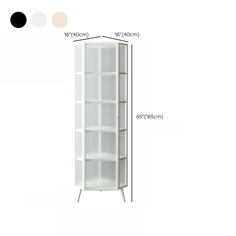 Contemporary Corner Utility Cabinet with 1 Cabinet, Iron Countertop, Glass Door, Pull Knobs, and Black/White/Off White Top - image 13