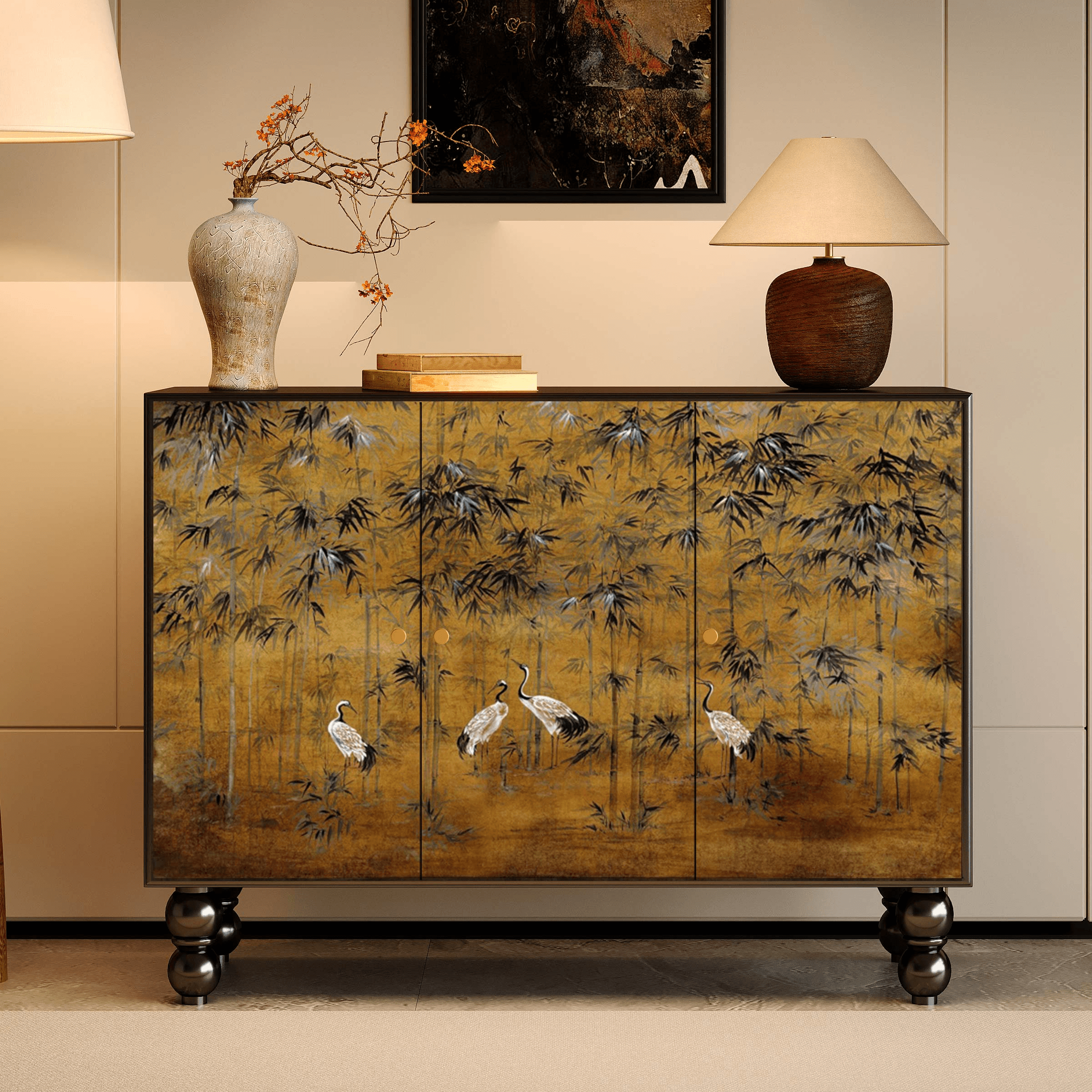 Classicist Narrow Timber Sideboard with Hutch, 3 Shelves, 3 Doors and Larder - image 41