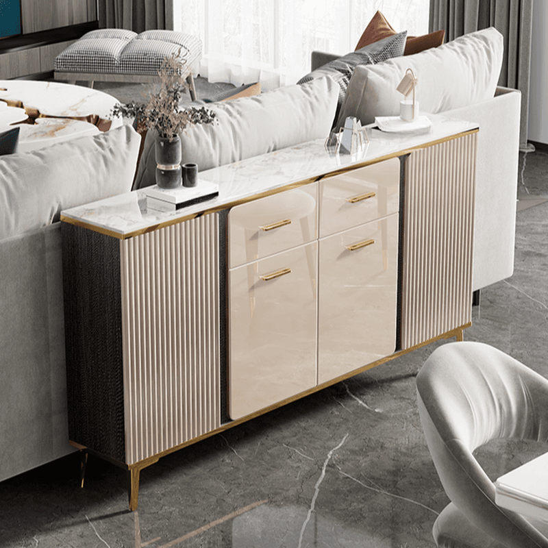 Luxury Off White Sideboard with Faux Marble Countertop and Standalone Design - image 4