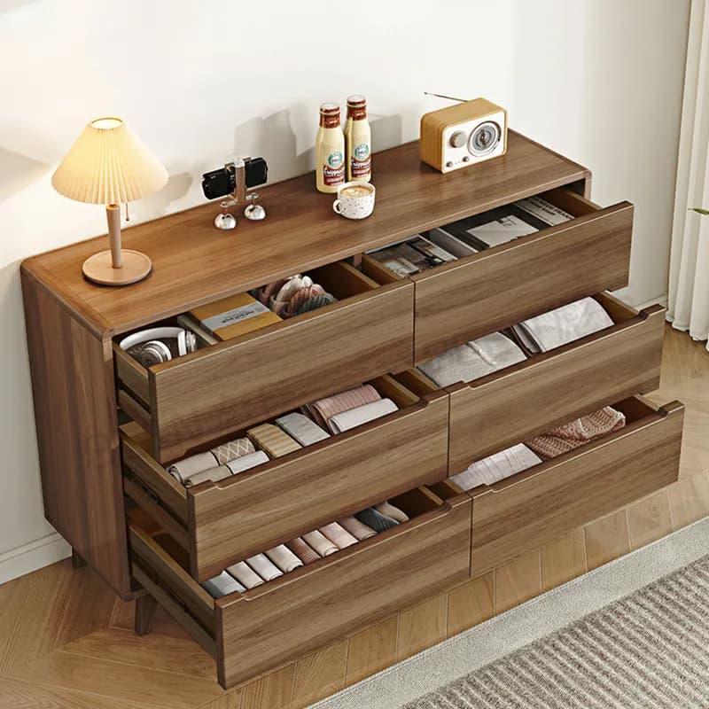 Modern Brown Storage Chest Solid Wood Freestanding with Drawers - image 3