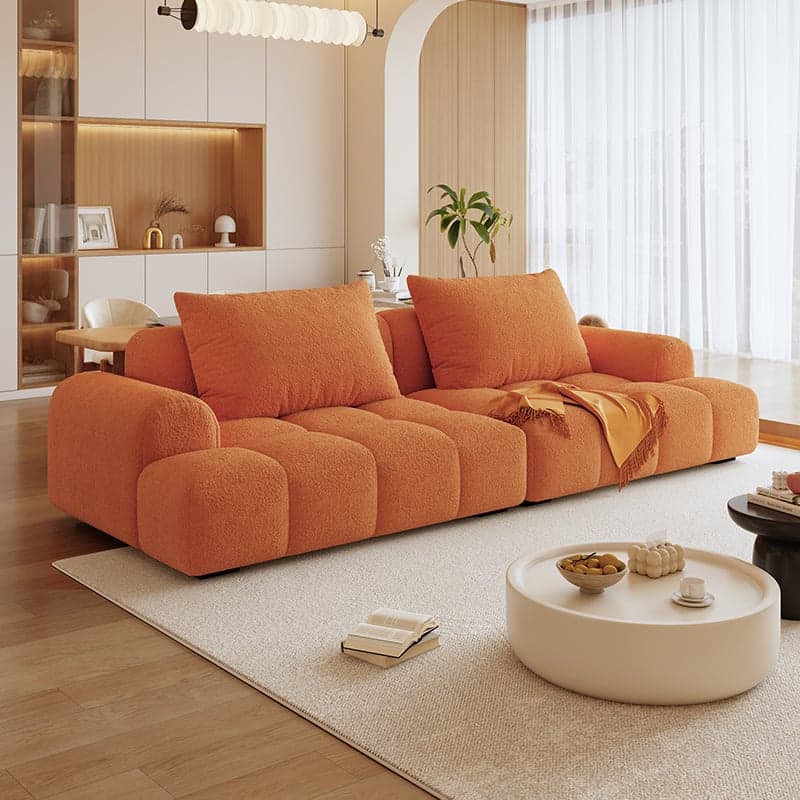 Modern Solid Color Tear Resistant Sofa Couch in Grey/Olive Green/Ivory, Seats 5 with 2 Pillows - image 9