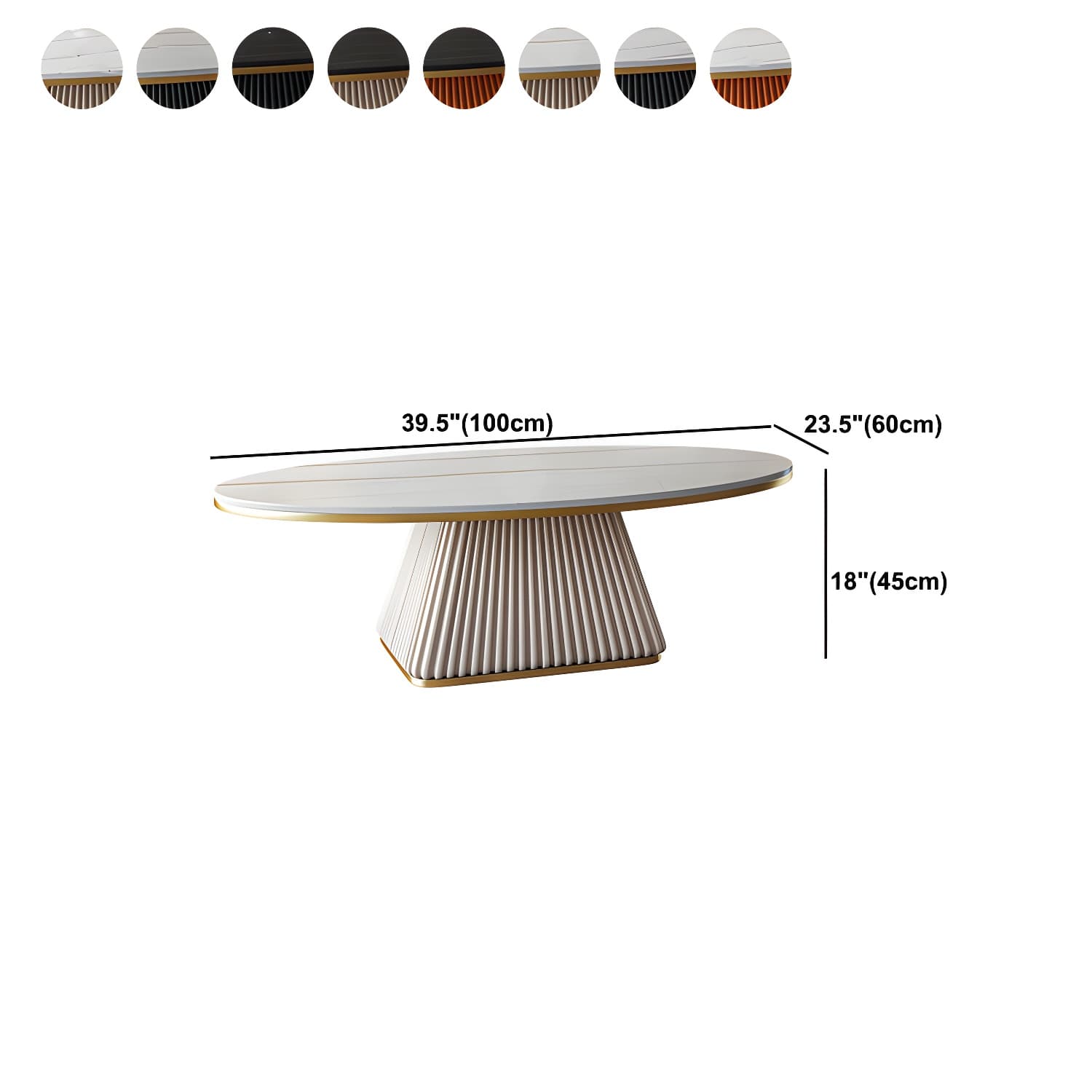 Glam Metal and Slate Cocktail Table Pedestal Coffee Table for Living Room - image 19